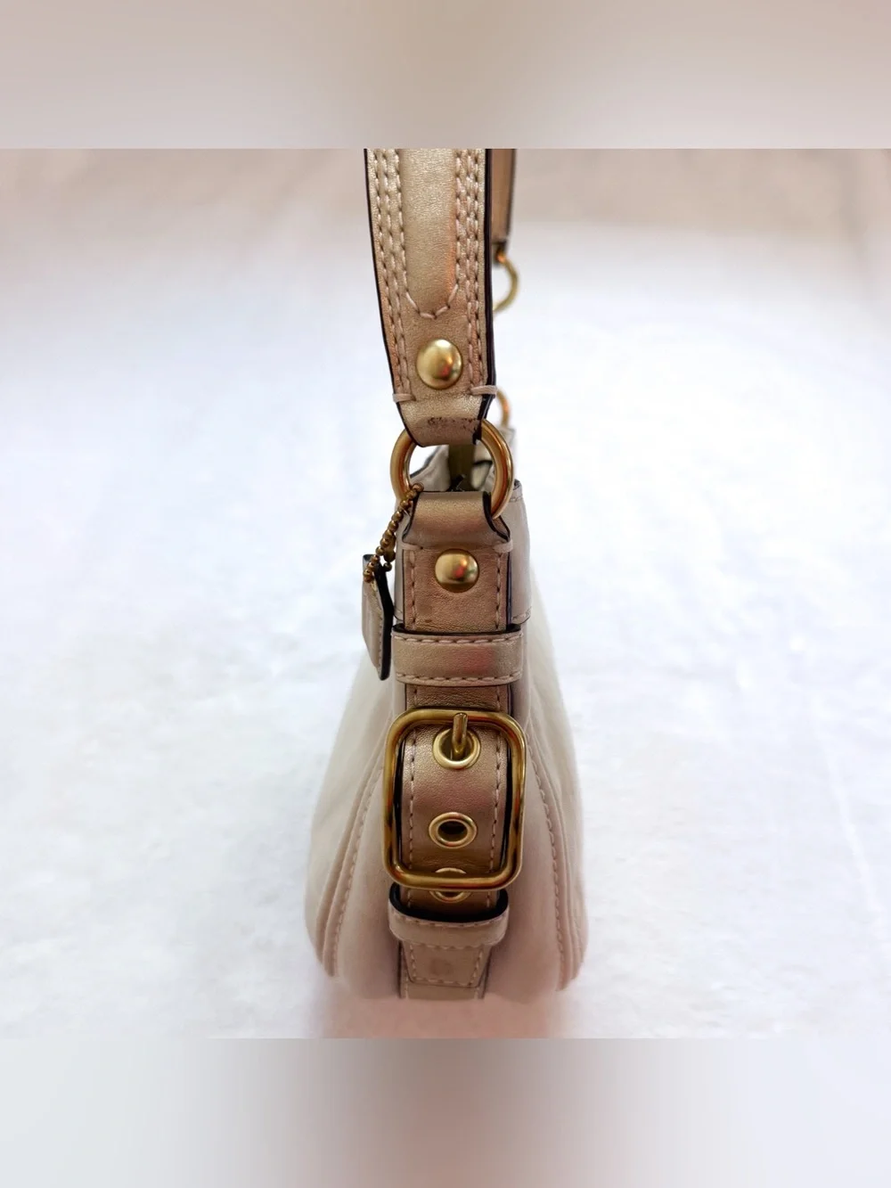 Coach Zoe Y2K White Pearl / Gold Leather Mini Hobo Shoulder Bag 2009 EUC 41864 - Picture 7 of 15